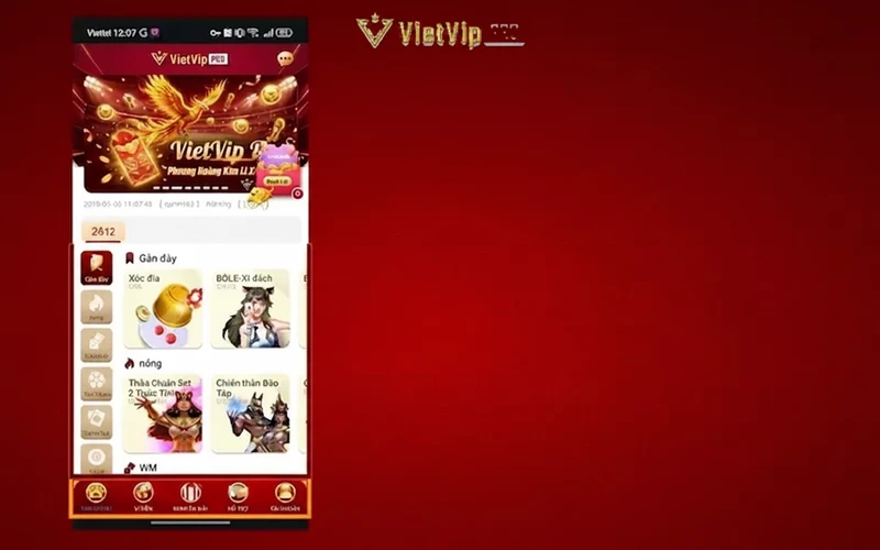 Giao diện app nhà cái Vietvip