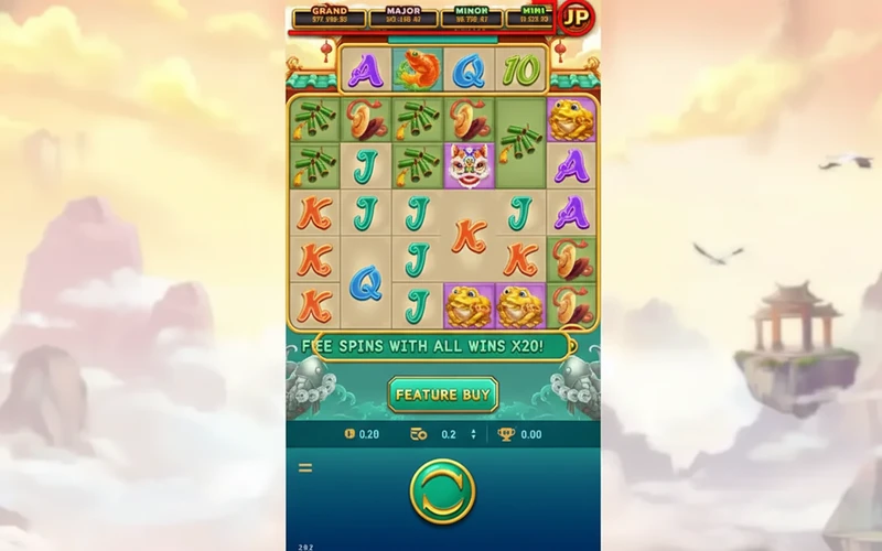 Vị trí nút đặt trong game Caishen Fortunes