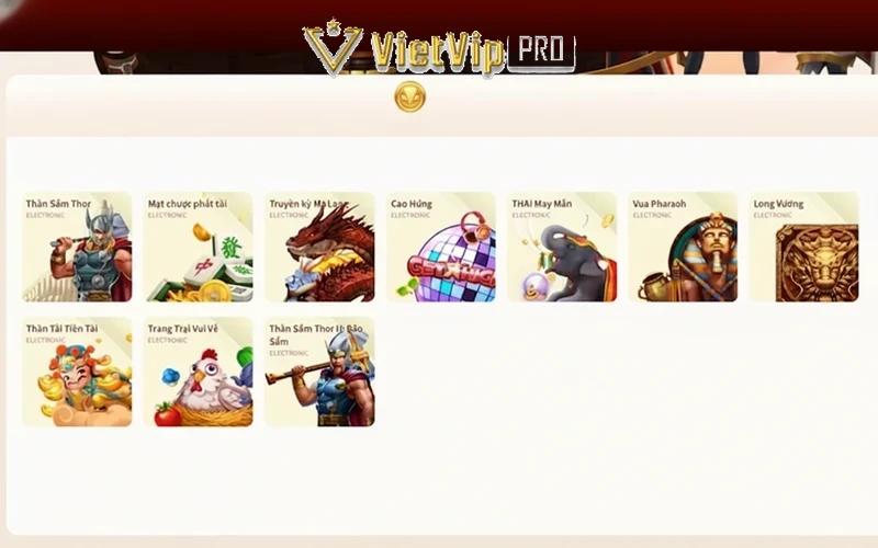 Kho game slot Vietvip đa dạng