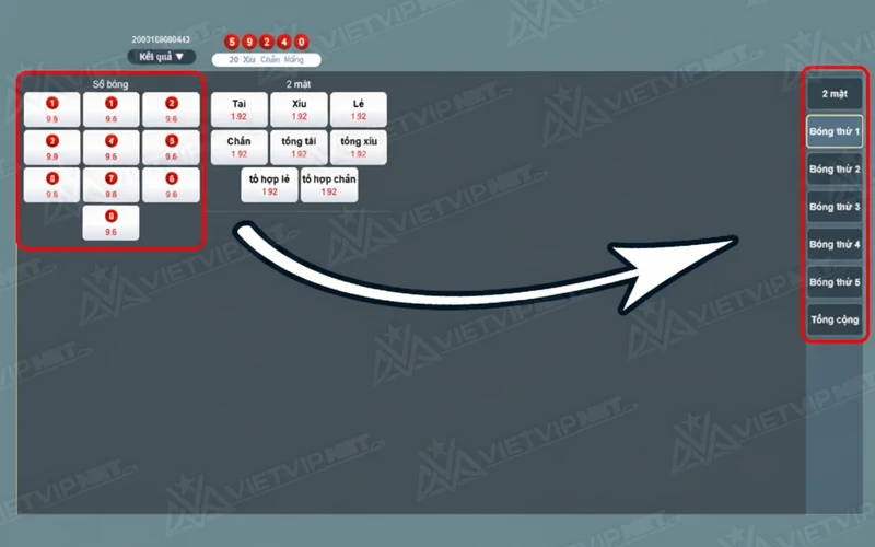 Cược từng quả bóng từ 1 đến 5 Shi Shi Cai